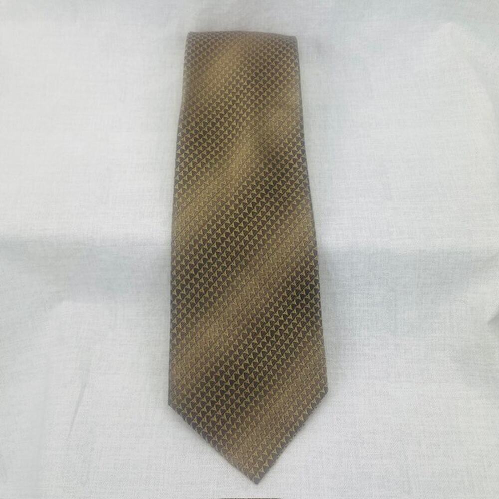 Kenneth Cole New York Hand Made 100% Silk Men’s Neck Tie  - Tan - 58"